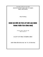 hàm lượng kim loại nặng trong trầm tích sông đầu năm 2016