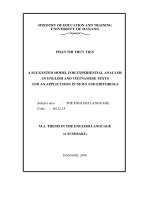 A suggested model for experiential analysis in english and vietnamese texts and an application in news and editorials