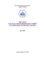 XÂY DỰNG MỘT SỐ ĐỊNH HƯỚNG NGHIÊN CỨU KHOA HỌC NGÀNH CHẾ TẠO MÁY