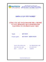 Công tác kế toán doanh thu, chi phí và xác định kết quả kinh doanh tại công ty cổ phần giầy việt full 