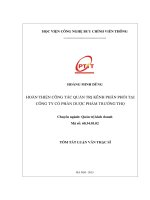 HOÀN THIỆN CÔNG TÁC QUẢN TRỊ KÊNH PHÂN PHỐI TẠI CÔNG TY CỔ PHẦN DƯỢC PHẨM TRƯỜNG THỌ