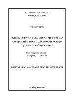 NGHIÊN CỨU VẬN DỤNG CHUẨN MỰC TÀI SẢN CỐ ĐỊNH HỮU HÌNH Ở CÁC DOANH NGHIỆP TẠI THÀNH PHỐ QUY NHƠN