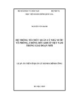 HỆ THỐNG TỔ CHỨC QUẢN LÝ NHÀ NƯỚC VỀ PHÒNG, CHỐNG HIV/AIDS Ở VIỆT NAM TRONG GIAI ĐOẠN MỚI
