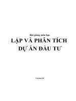 LẬP VÀ PHÂN TÍCH DỰ ÁN ĐẦU TƯ