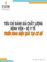 TIÊU CHÍ ĐÁNH GIÁ CHẤT LƯỢNG BỆNH VIỆN  BỘ Y TẾ TRIỂN KHAI HIỆU QUẢ TẠI CƠ SỞ