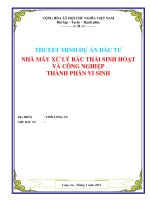 DỰ ÁN ĐẦU TƯ NHÀ MÁY XỬ LÝ RÁC THẢI SINH HOẠT VÀ CÔNG NGHIỆP THÀNH PHÂN VI SINH