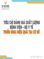 TIÊU CHÍ ĐÁNH GIÁ CHẤT LƯỢNG BỆNH VIỆN  BỘ Y TẾ TRIỂN KHAI HIỆU QUẢ TẠI CƠ SỞ
