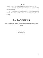 154 môn LUẬT CẠNH TRANH và bảo vệ QUYỀN lợi NGƯỜI TIÊU DÙNG đề bài số 16 