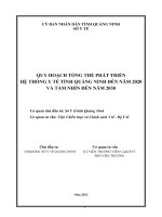QUY HOẠCH TỔNG THỂ PHÁT TRIỂN HỆ THỐNG Y TẾ TỈNH QUẢNG NINH ĐẾN NĂM 2020 VÀ TẦM NHÌN ĐẾN NĂM 2030