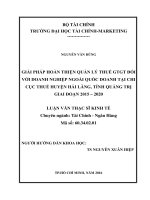 giải pháp hoàn thiện quản lý thuế gtgt đối với doanh nghiệp ngoài quốc doanh tại chi cục thuế huyện hải lăng, tỉnh quảng trị giai đoạn 2015 – 2020