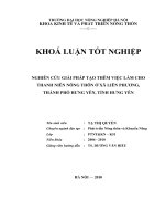Nghiên cứu giải pháp tạo thêm việc làm cho thanh niên nông thôn ở xã liên phương, thành phố hưng yên, tỉnh hưng yên
