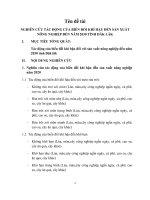 NGHIÊN CỨU TÁC ĐỘNG CỦA BIẾN ĐỔI KHÍ HẬU ĐẾN SẢN XUẤT NÔNG NGHIỆP ĐẾN NĂM 2030 TỈNH ĐĂK LĂK