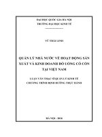 Quản lý nhà nước về hoạt động sản xuất và kinh doanh đồ uống có cồn tại việt nam 