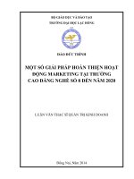 Một số giải pháp hoàn thiện hoạt động marketing tại trường Cao đẳng nghề số 8 đến năm 2020