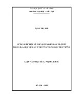 Sử dụng tư liệu về chủ quyền biển đảo tổ quốc trong dạy học lịch sử ở trường trung học phổ thông 