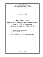 Quan hệ xã hội trong bối cảnh phi nông nghiệp hóa nghiên cứu trường hợp làng ninh hiệp, gia lâm, hà nội (TT)