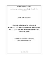 CÔNG TÁC XÃ HỘI NHÓM VỚI PHỤ NỮ BỊ BẠO LỰC GIA ĐÌNH (NGHIÊN CỨU TRƯỜNG HỢP TẠI XÃ XUÂN PHƯƠNG, HUYỆN XUÂN TRƯỜNG, TỈNH NAM ĐỊNH)
