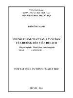 Những phẩm chất tâm lý cơ bản của hướng dẫn viên du lịch (TT)