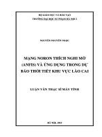 Luận văn mạng noron thích nghi mờ (anfis) và ứng dụng trong dự báo thời tiết khu vực lào cai 