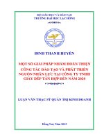 Một số giải pháp nhằm hoàn thiện công tác đào tạo và phát triển nguồn nhân lực tại công ty trách nhiệm hữu hạn gày dép tân hợp đến năm 2020 