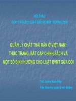 Hội thảo quản lý chất thải rắn ở việt nam  thực trạng, bất cập chính sách và một số định hướng cho luật BVMT sửa đổi