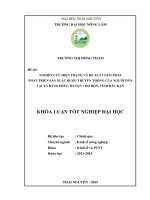 Nghiên cứu hiện trạng và đề xuất giải pháp phát triển sản xuất rượu truyền thống của người dân tại xã Bằng Phúc  huyện Chợ Đồn  tỉnh Bắc Kạn