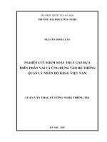 Nghiên cứu kiểm soát truy cập dựa trên phân vai và ứng dụngvào hệ thống quản lý nhân hộ khẩu việt nam