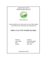Đánh giá hiệu quả sử dụng đất sản xuất nông nghiệp tại xã Huyền Tụng  thị xã Bắc Kạn  tỉnh Bắc Kạn