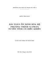 Luận văn bài toán ổn định hóa hệ phương trình vi phân tuyến tính có điều khiển