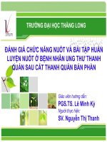 Đặc điểm lâm sàng và kết quả của bài tập huấn luyện nuốt ở bệnh nhân ung thư thanh quản sau cắt thanh quản bán phần tại bệnh viện tai mũi họng tư năm 2015 