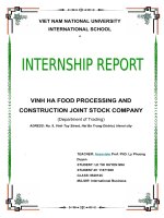 báo cáo thực tập tốt nghiệp tiếng anh VINH HA FOOD PROCESSING AND CONSTRUCTION JOINT STOCK COMPANY 