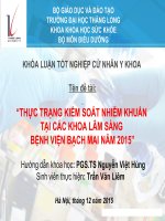 Thực trạng kiểm soát nhiễm khuẩn các khoa lâm sàng bệnh viện bạch mai năm 2015 