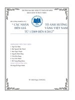 CÁC NHÂN tố ẢNH HƯỞNG đến GIÁ VÀNG VIỆT NAM từ 12009 đến 82012 