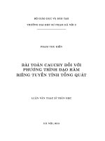 Luận văn thạc sĩ bài toán cauchy đối với phương trình đạo hàm riêng tuyến tính tổng quát