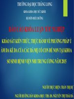 Khảo sát kiến thức thực hành về phương pháp ủ ấm da kề da của các bà mẹ có con đẻ non tại khoa sơ sinh bệnh viện nhi trung ương năm 2015 