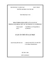 Luận án HOẠT ĐỘNG bào CHỮA của LUẬT sư TRONG GIAI đoạn xét xử sơ THẨM vụ án HÌNH sự