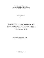 Luận văn thạc sĩ ứng dụng luật kết hợp trên hệ thống thông tin nhị phân để xây dựng bài toán tư vấn xây dựng