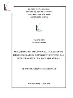 Sự hài lòng đối với công việc và các yếu tố liên quan của điều dưỡng khu vực phòng ban chức năng bệnh viện bạch mai năm 2015 