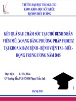 Kết quả chăm sóc tại chỗ bệnh nhân viêm mũi xoang bằng phương pháp proetz tại khoa khám bệnh bệnh viện tai   mũi   họng tư năm 2015 