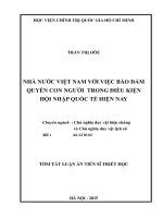 NHÀ NƯỚC VIỆT NAM VỚI VIỆC BẢO ĐẢM QUYỀN CON NGƯỜI TRONG ĐIỀU KIỆN HỘI NHẬP QUỐC TẾ HIỆN NAY