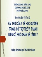 Vai trò của y tế học đường trong hỗ trợ trẻ vị thành niên có khó khăn về tâm lý 