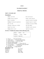 UNIT 5 TEACHER’S HANDOUT PERSONAL PROFILE
