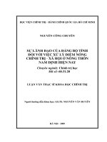 SỰ LÃNH ĐẠO CỦA ĐẢNG BỘ TỈNH  ĐỐI VỚI VIỆC XỬ LÝ ĐIỂM NÓNG  CHÍNH TRỊ  XÃ HỘI Ở NÔNG THÔN  NAM ĐỊNH HIỆN NAY
