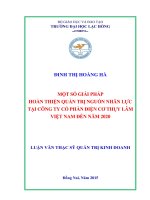 Một số giải pháp hoàn thiện quản trị nguồn nhân lực tại công ty cổ phần điện cơ thụy lâm việt nam đến năm 2020