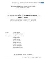 TÁC ĐỘNG FDI đến TĂNG TRƯỞNG KINH tế ở VIỆT NAM 