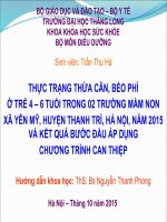 Thực trạng thừa cân béo phì ở trẻ 4 6 tuổi trong hai trường mầm non xã yên mỹ , huyện thanh trì, hà nội, năm 2015 và kết quả bước đầu áp dụng chương trình can thiệp 