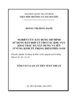 NGHIÊN CỨU XÂY DỰNG MÔ HÌNH SỬ DỤNG ĐẤT HỢP LÝ CHO CÁC KHU VỰC KHAI THÁC ĐÁ XÂY DỰNG VÀ SÉT Ở VÙNG KINH TẾ TRỌNG ĐIỂM PHÍA NAM