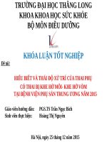 Hiểu biết và thái độ xử trí của thai phụ có thai bị khe hở môi   khe hở vòm tại bệnh viện phụ sản trung ương năm 2015 