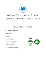 NHỮNG CÔNG cụ KINH tế TRONG LĨNH vực QUẢN lí CHẤT THẢI rắn 