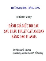 Biến chứng mức độ đau của trẻ sau phẫu thuật cắt amidan bằng dao plasma tại bệnh viện tai mũi họng tư năm 2015 